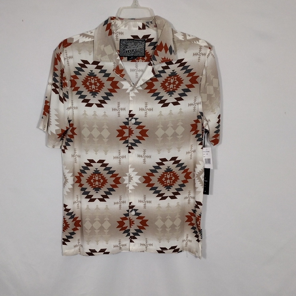 NWT Brooklyn Cloth Crew Geometric Ombre Rayon Camp Collar Shirt Mens Sz Small